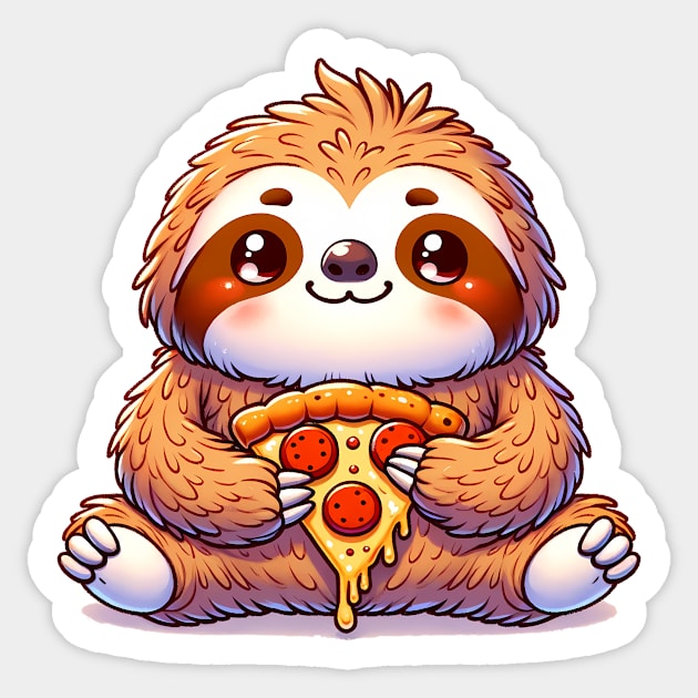 Cute Sloth with a Slice of Pizza Sticker by dukito